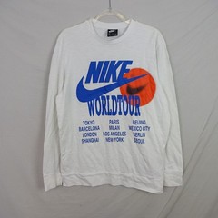 Nike Sportswear World Tour Shirt Mens Medium Crew White Long Glow In Dark Sleeve