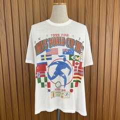 Vintage 90s Paper Thin FIFA Women’s World Cup USA Soccer Flags Graphic Tee XL