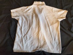 White Gildan Ultra Cotton Button Neck T-Shirt [Large]