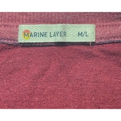 Marine Layer Mens M/L Double Knit Henley Shirt Red Striped Long Sleeve Pullover