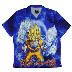 Dragon Ball Z T-Shirt Men’s Power Up Goku Button Up Short Sleeve Top