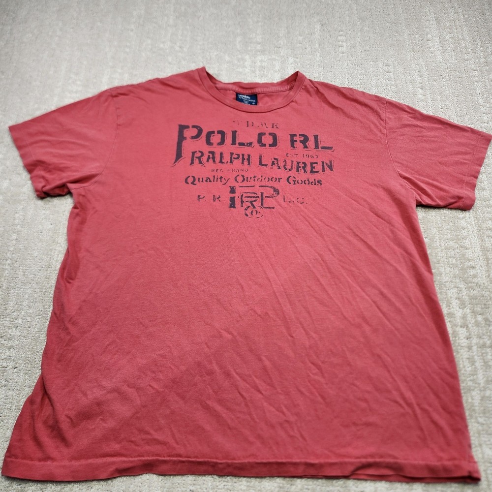 Vintage Polo Ralph Lauren Shirt Men Large 90s Y2K Spellout Red Single Stitch