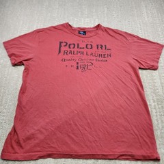 Vintage Polo Ralph Lauren Shirt Men Large 90s Y2K Spellout Red Single Stitch
