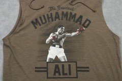 Ali Shirt Mens 2XL Brown Muhammad Ali The Greatest Hooded Sleeveless Tee Boxing