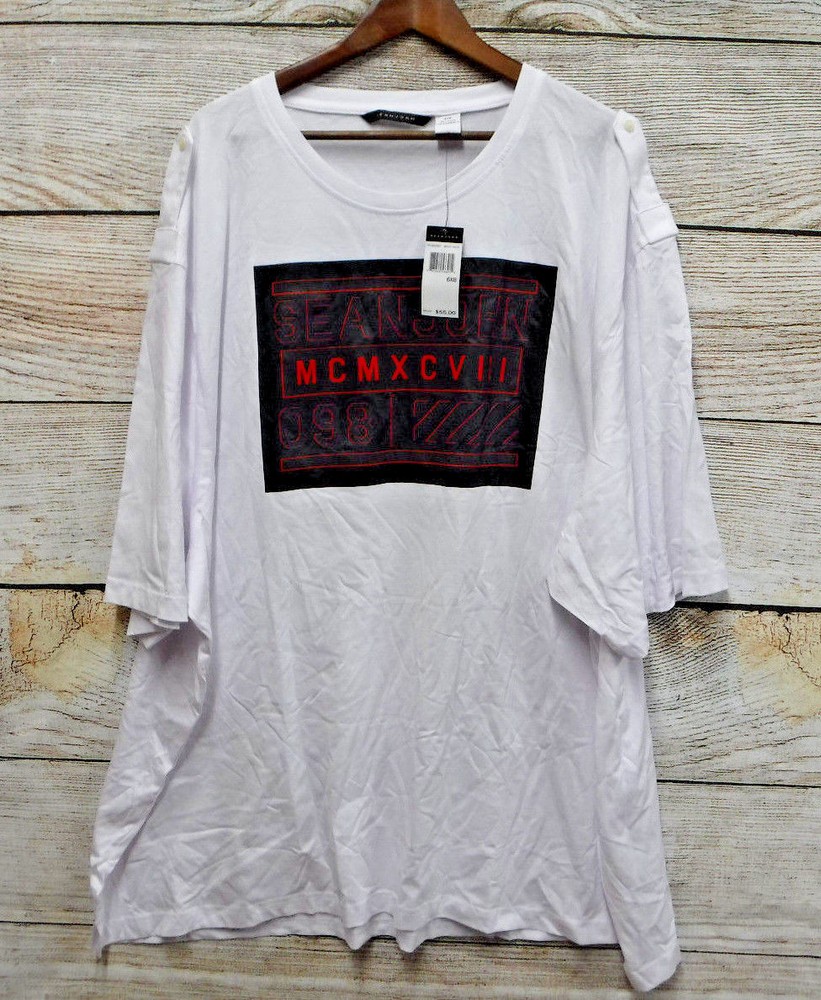 Sean John T-Shirt Mens 3XB (58″ Chest) 098 Shoulder Epaulets Tee Shirt New 3XL