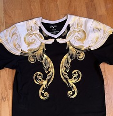 19V69 by Versace v 1969 Italia Sexy Rich Gold Foil Black T-Shirt Mens XL Top