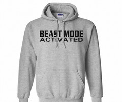 BEAST MODE ACTIVATED Gray Hoodie – Motivational Graphic Pullover Sweatshirt