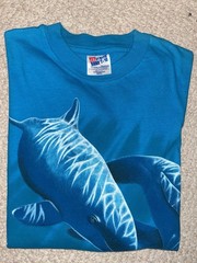 Single Stitch 90’s Blue Dolphin Sea Turtle Nature Gallery Graphic T-Shirt