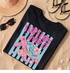 Turtley Over It T-Shirt Preppy Sea Turtle Shirt Retro Summer Shirt