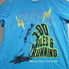 Valabasas Crew Neck T-Shirt Mens Size XXL Blue 100 Miles & Running Short Sleeve