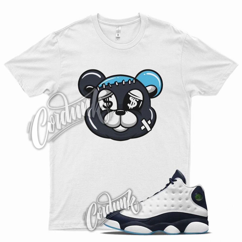 White STITCH Shirt for J1 13 Obsidian Powder Blue Carolina Navy UNC Chill
