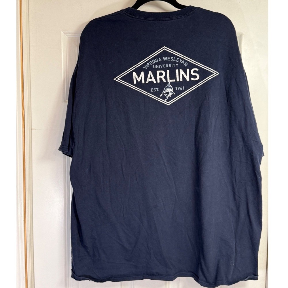 Champion Virginia Wesleyan University Marlins Graphic T-Shirt Navy Blue Mens 3XL