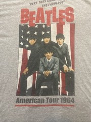 The Beatles American Tour 1964 Band Tee Gray Graphic T-Shirt XL British Fab Four