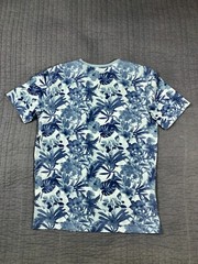 Fresh Brand Shirt Men Medium Blue Hawaiian Tropical Floral Beach Surf Cotton Tee