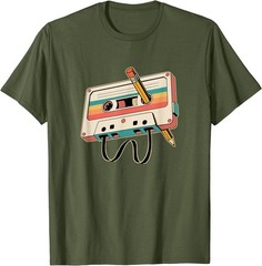 Retro Cassette Tape with Pencil 80s 90s Music Vintage Party T-Shirt