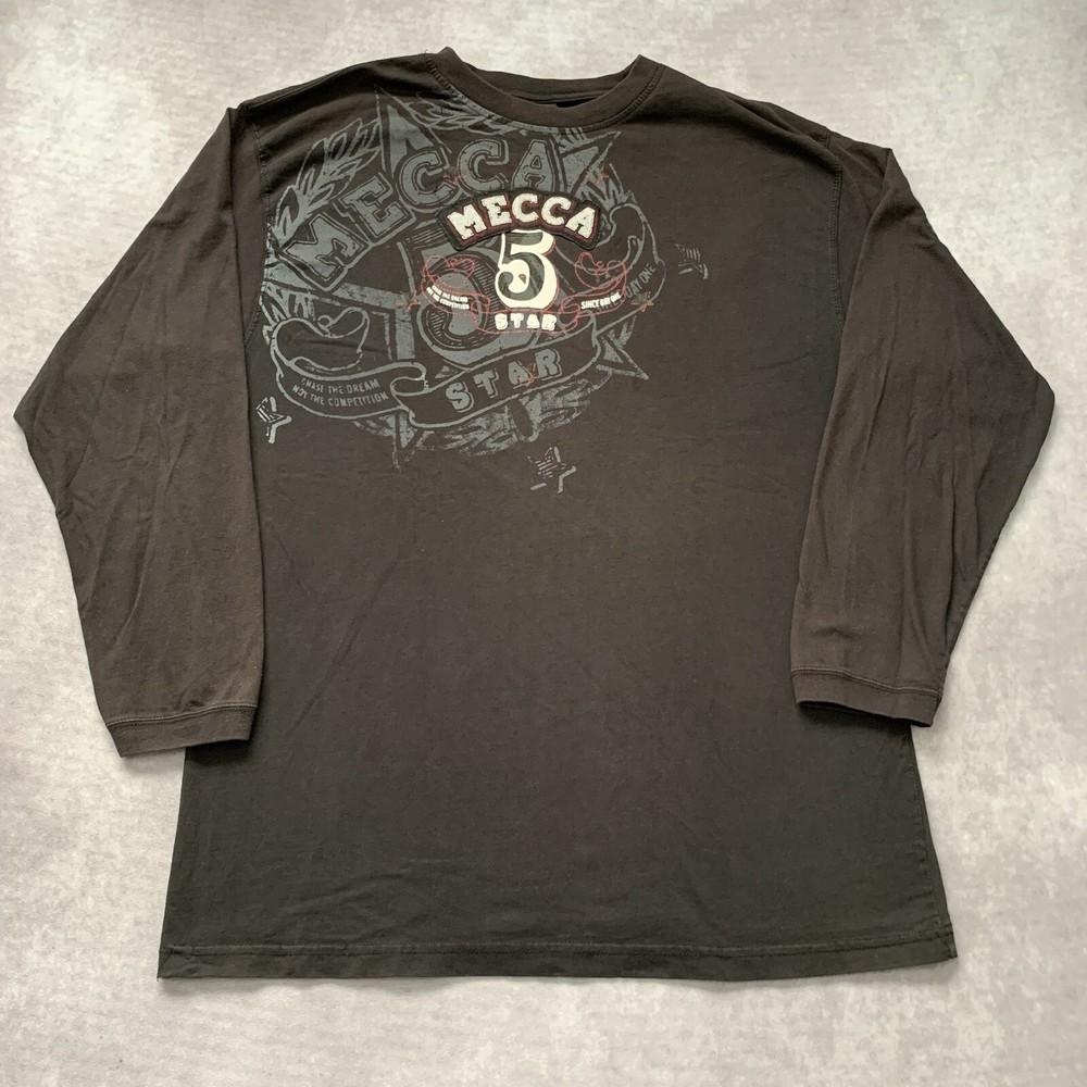 Vintage Mecca Long Sleeve Shirt Size 3XL Graphic Tee Black Hip Hop Rap 2000s