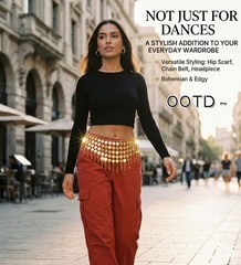 Coins Belly Dance Hip Scarf Belt – Adjustable Waist Chain Skirts Wrap, Gold C…