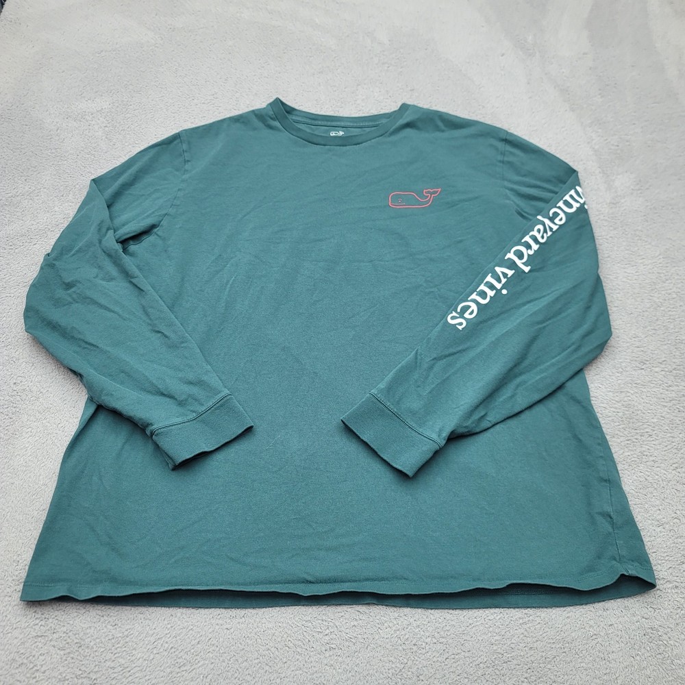 Vineyard Vines T-Shirt Mens 2XL Green Applique Whale Long Sleeve 1V019889 XXL