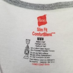Hanes White Basic Slim Fit ComfortBlend T-Shirt Men’s Size Medium V-Neck Blank