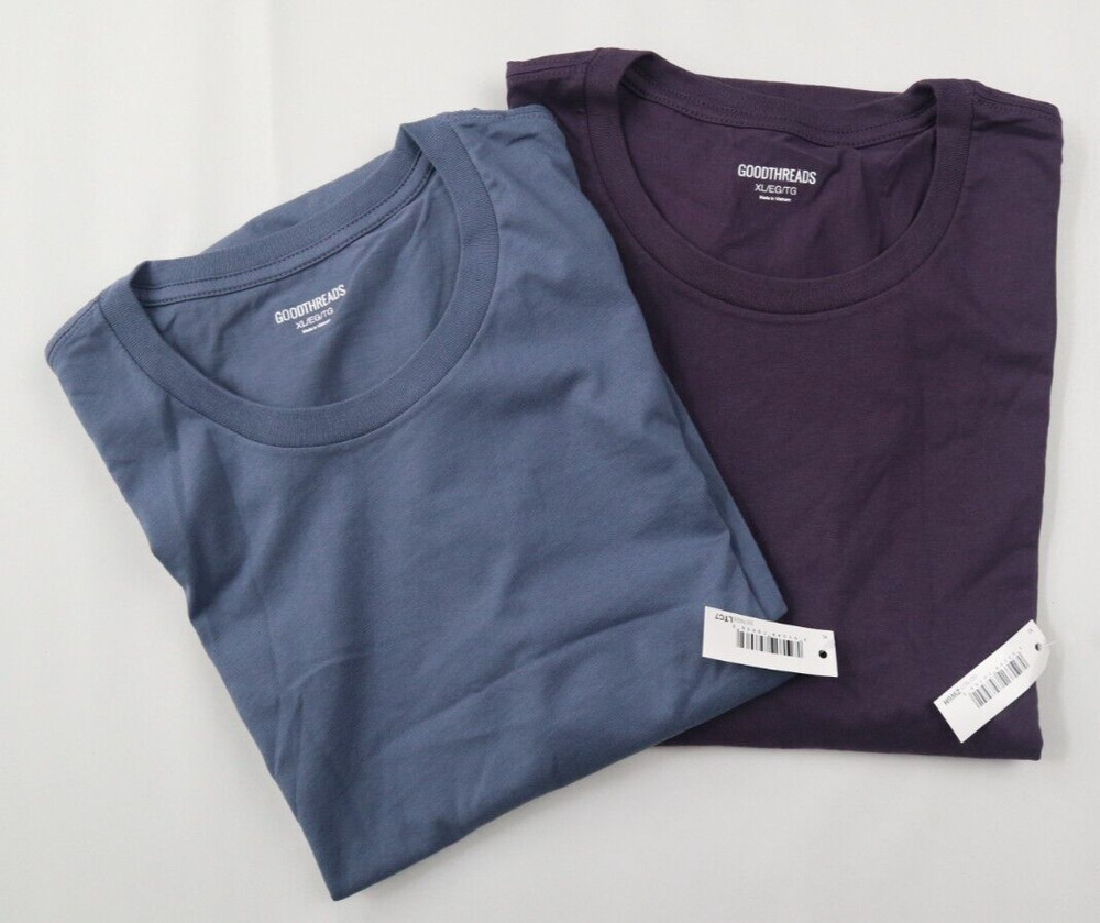 2 Pack Men’s Slim-Fit Short Sleeve Cotton Crewneck T-Shirt Size XL Blue Purple