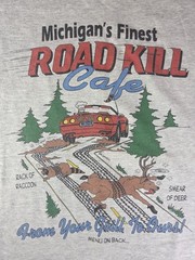 Vintage Michigan’s Finest Roadkill Cafe Shirt Size XL Gray Single Stitch USA