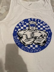 VTG 90s Bad Attitude Body Building Gym Tank Top Muscle Beach Single Stitch SZ M