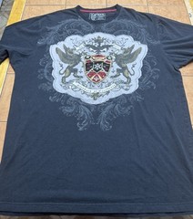 Avirex T Shirt Men Sz 2XB Black Shield Graphic Logo Y2K Grunge Crew Neck