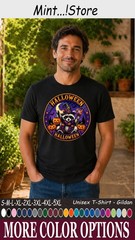 Halloween Raccoon Shirt, Cute Witch Hat Pumpkin Spooky Tee