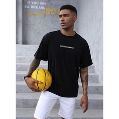 Men’s Fashion Workout T-Shirt Casual Short Sleeve Plain T Shirts Loose Athlet…