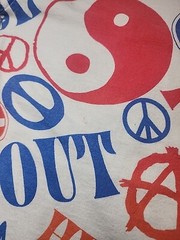 Vintage 80s Peace Love Not War Hippie Psychedelic Single Stitch AOP Shirt Sz XL