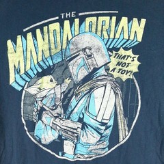 Star Wars Mandalorian Mens M Navy Blue Graphic T-Shirt Mad Engine Grogu Mando