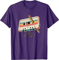 Retro Cassette Tape with Pencil 80s 90s Music Vintage Party T-Shirt