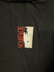 Vintage 80s Scarface Movie Promo T-Shirt Large Black w Red Puffy Spumoni Letters