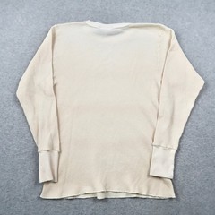 VTG Cherokee Mens Thermal Shirt Large Cream Waffle Knit Long Sleeve Crew Neck