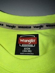 Wrangler Work Men Small Pocket Shirt Hi Vis Yellow Construction UPF Wicking NWT