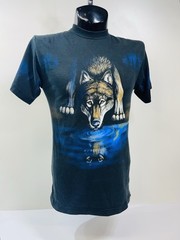 Vintage Art Unlimited Men’s Medium Wolf Nature Outdoor T Shirt Black Graphic 90s
