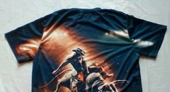 COWBOY RIDING BULL WESTERN LARGE T-SHIRT BLACK SOUTHWEST RODEO NIGHT SKY MENS
