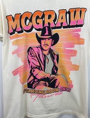 Tim McGraw Standing Room Only Tour 2024 Graphic T-Shirt Cream Size Medium