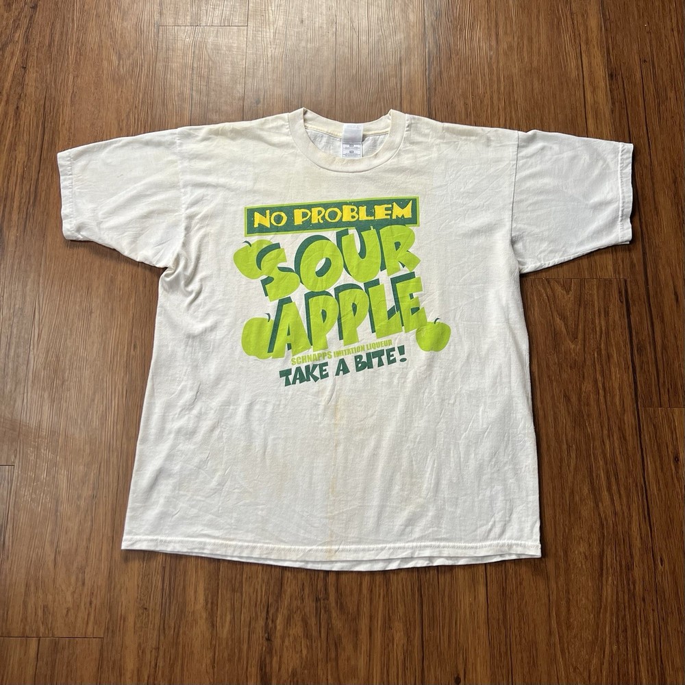 Vintage 90s Schnapps T-shirt XL Graphic Wild Grape Green Apple Imitation Liqueur