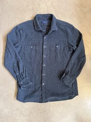 Proper Cloth Utility Shirt 100% Heavy Cotton Twill Flannel Charcoal/Navy Men’s M