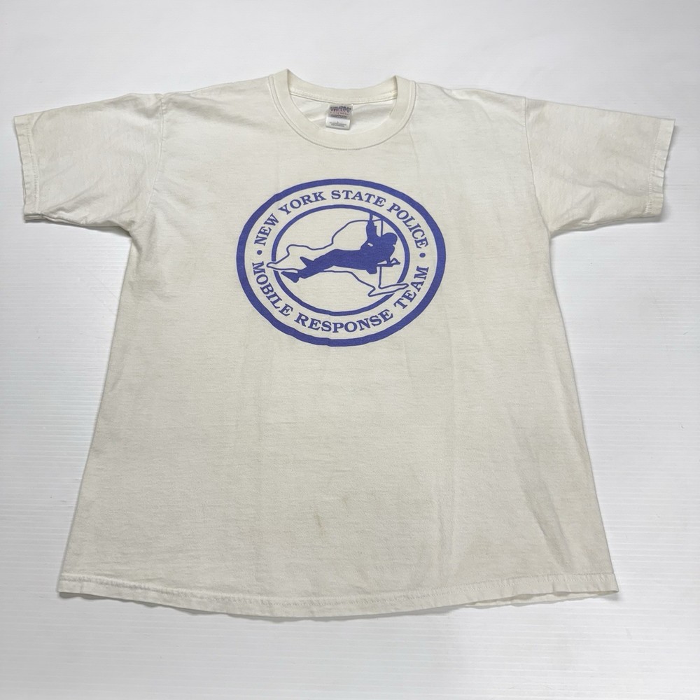 Vtg New York State Police Mens T-Shirt L Mobile Response Team Big Logo Graphic