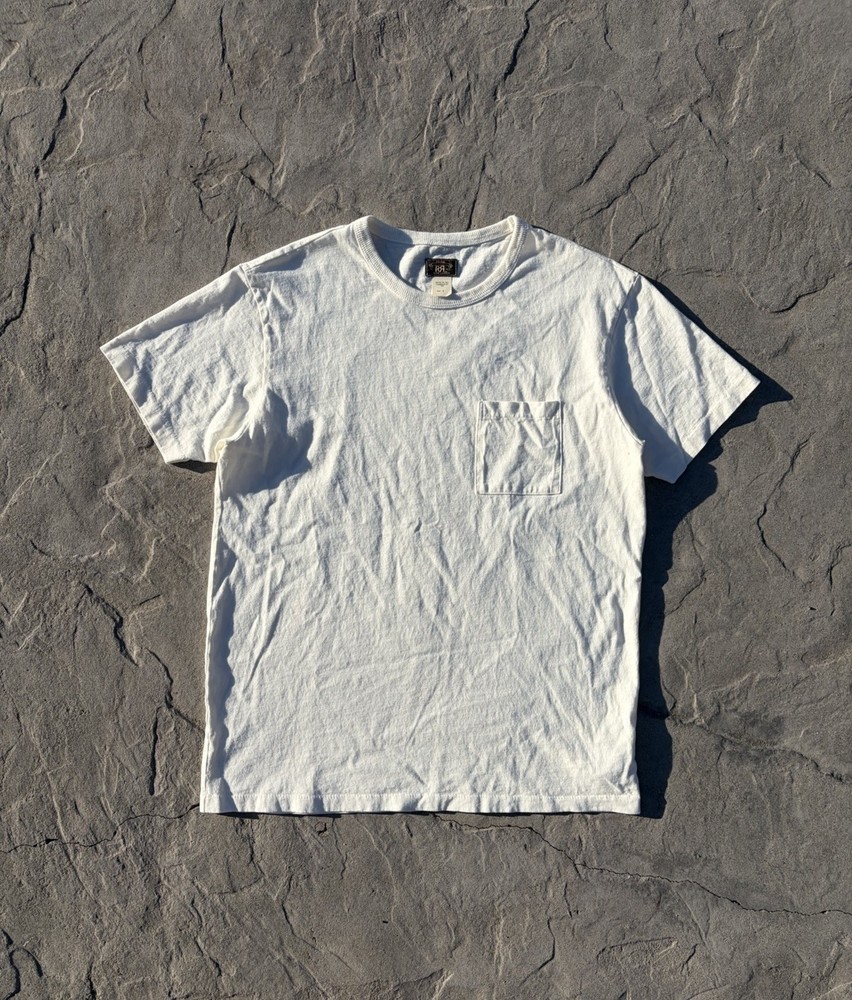 RRL Ralph Lauren Pocket T Shirt Mens Medium Made In USA White Double RL