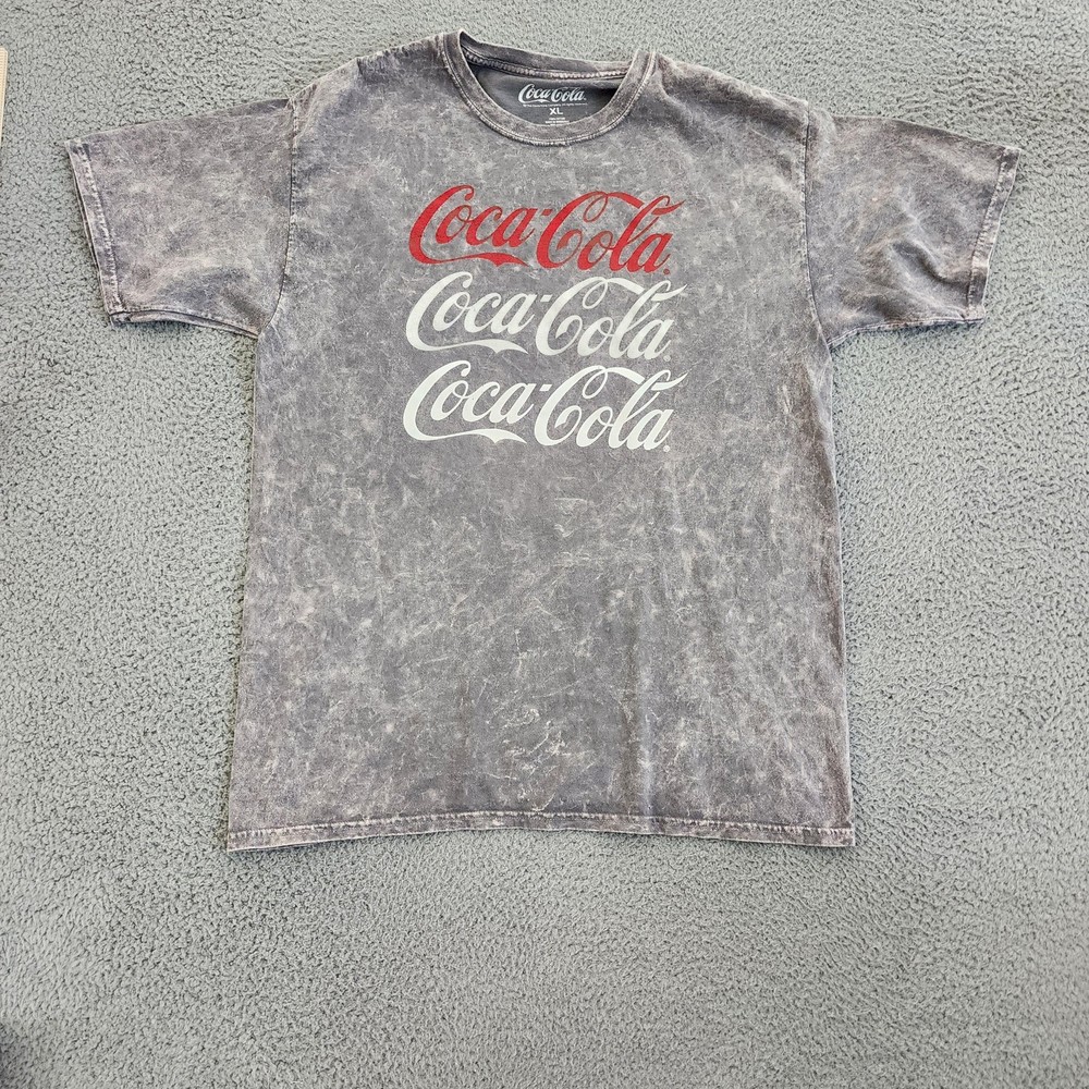 Coca Cola T Shirt Mens XL Gray Mineral Wash Graphic Logo Short Sleeve Tee