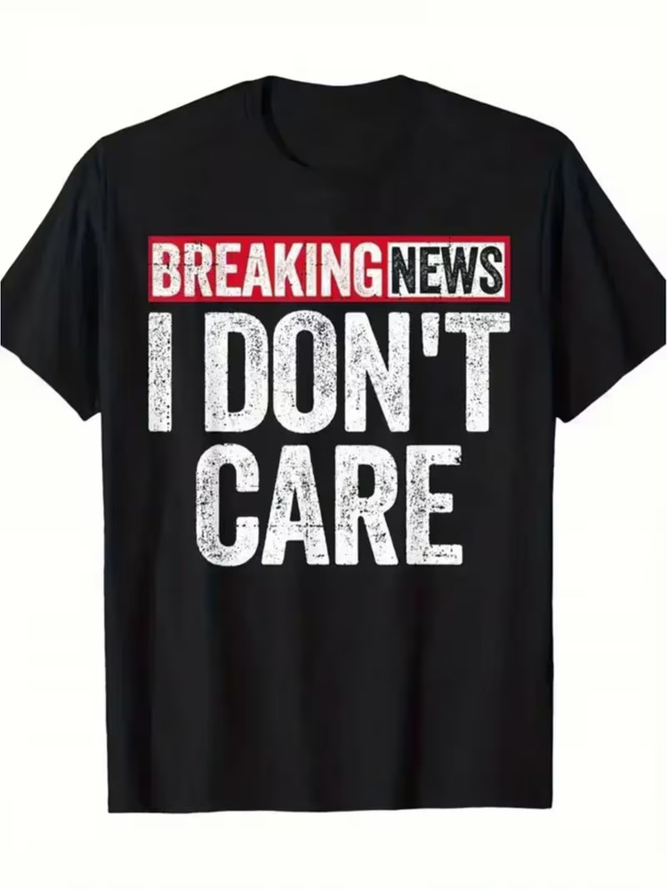 Men’s Plus Size Comfortable Fashion T-Shirt with Breaking News Letter Design | C