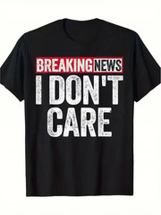Men’s Plus Size Comfortable Fashion T-Shirt with Breaking News Letter Design | C