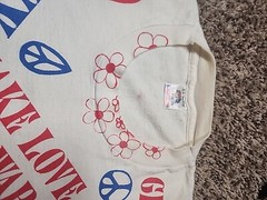 Vintage 80s Peace Love Not War Hippie Psychedelic Single Stitch AOP Shirt Sz XL