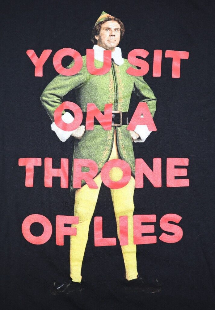 elf New Line Ripple Junction T Shirt Adult Size XL “You Sit on a Throne of Lies”