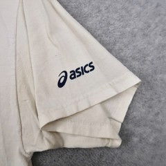 Vintage Y2K ASICS T Shirt L White Short Sleeve Sound Mind Sound Body Graphic