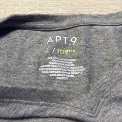 Apt 9 Premier Flex Mens Large Gray V Neck T Shirt Stretch Casual Tee