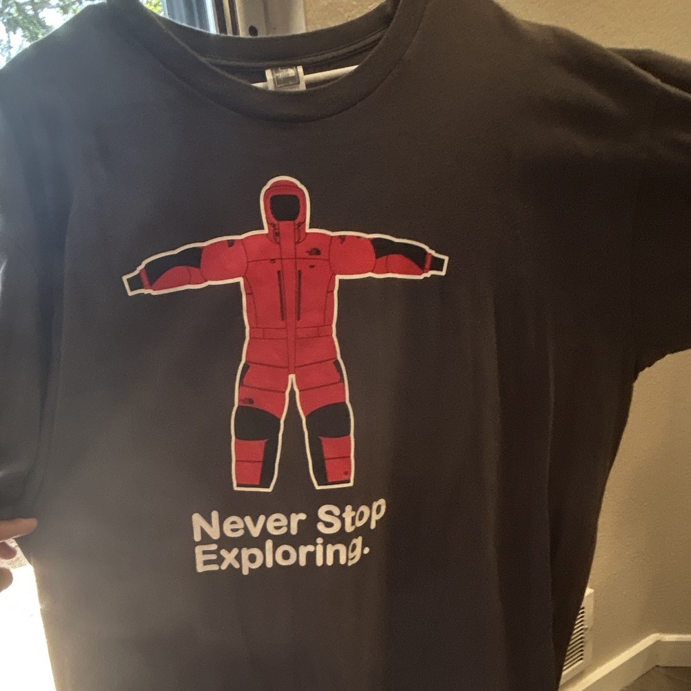 Vintage The North Face Never Stop Exploring Graphic T-Shirt Black Men’s XXL